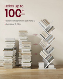 LEDREM 9-Tier Bookcase, Space-Saving Corner Shelf, Floor Standing Bookshelf For Home Office, Bedroom, Living Room, White - thumbnail 5