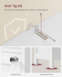 Songmics Tall Bathroom Cabinet With Lights, Slim Bathroom Storage Cabinet, Freestanding Narrow Storage Unit, Modern, Cloud White - thumbnail 6
