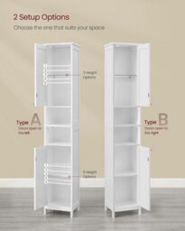 Songmics Tall Bathroom Cabinet With Lights, Slim Bathroom Storage Cabinet, Freestanding Narrow Storage Unit, Modern, Cloud White - thumbnail 3