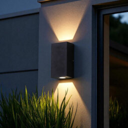 Ultra Beam Lighting Ultrabeam Round Black 6 Watt Led Up And Down Outdoor Led Wall Light - 3000K Warm White - 130mm High - thumbnail 1