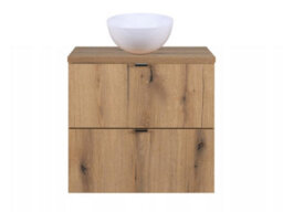 Impact Furniture Bathroom Vanity Unit With Basin 600mm Worktop Wall Cabinet Oak Storage Narrow Slim Drawers Nova - thumbnail 2