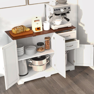 Costway Buffet Cabinet Kitchen Modern Storage Cabinet Adjustable Shelf-White - image 1