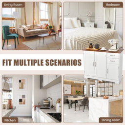Costway Buffet Cabinet Kitchen Modern Storage Cabinet Adjustable Shelf-White - thumbnail 8