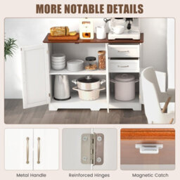 Costway Buffet Cabinet Kitchen Modern Storage Cabinet Adjustable Shelf-White - thumbnail 9