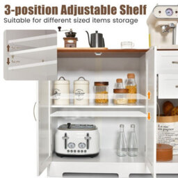 Costway Buffet Cabinet Kitchen Modern Storage Cabinet Adjustable Shelf-White - thumbnail 4