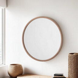 Yearn Large Round Solid Oak Wall Mirror 90Cm