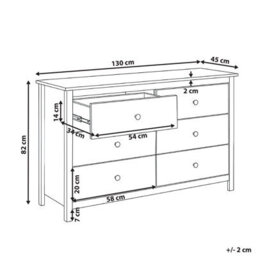 Wyld And Coco Burgundy 6-Drawer Chest In Solid Pine - Scandinavian Style Storage Cabinet For Living Room And Bedroom - thumbnail 4