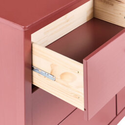 Wyld And Coco Burgundy 6-Drawer Chest In Solid Pine - Scandinavian Style Storage Cabinet For Living Room And Bedroom - thumbnail 6