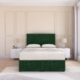 Sloomy Kansas End Lift Ottoman Bed 5Ft With Sprung Memory Mattress - Emerald Plush & Headboard- King - thumbnail 3