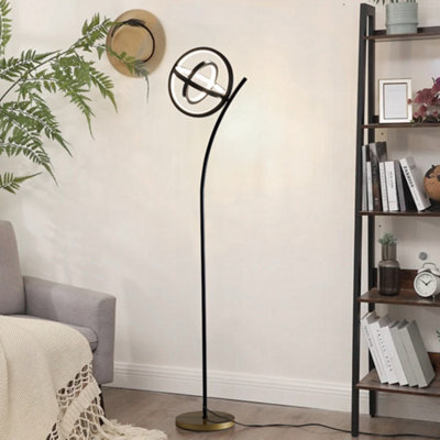 Living And Home Black Modern Rotating Adjustable 3 Rings Led Floor Lamp With Foot Switch - image 1
