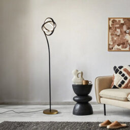 Living And Home Black Modern Rotating Adjustable 3 Rings Led Floor Lamp With Foot Switch - thumbnail 2