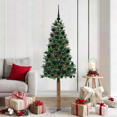 Vidaxl Slim Christmas Tree Green 180 Cm Pvc And Solid Pine Wood - image 1