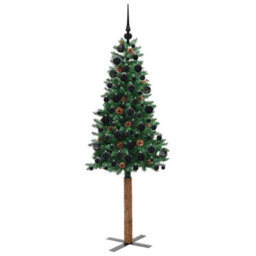 Vidaxl Slim Christmas Tree Green 180 Cm Pvc And Solid Pine Wood - thumbnail 4