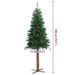 Vidaxl Slim Christmas Tree Green 180 Cm Pvc And Solid Pine Wood - thumbnail 3