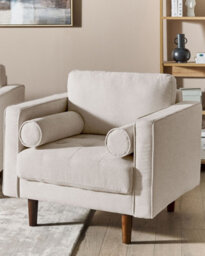 Beliani Armchair Nurmo Fabric Light Beige - thumbnail 2