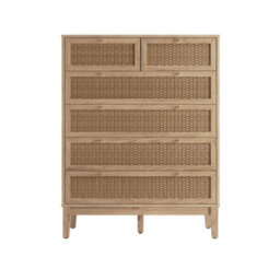 Wyld Haus Waterford Oak And Rattan Chest Of 6 Drawers - thumbnail 2
