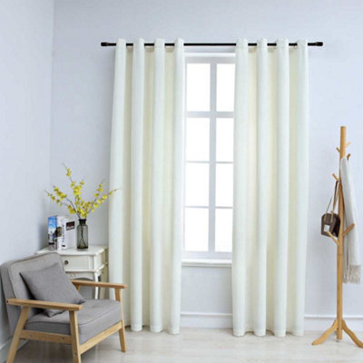 Berkfield Blackout Curtains With Rings 2 Pcs Velvet Cream 140X225 Cm - image 1