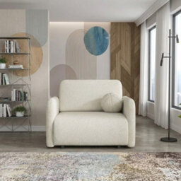 Viva Sun I Upholstered Chair Bed With Sleeping Function And Bedding Storage Chipboard Metal Legs 100X103X85Cm Cream - thumbnail 1