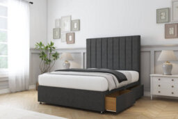 "Comfort Tokyo Graphite Dumfries Divan Bed Base 2 Drawers Foot-End - 54"" Floor Standing  4'6 Double"