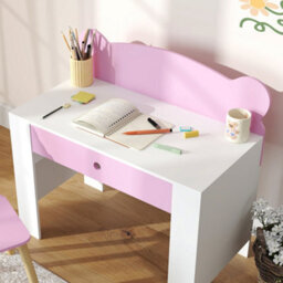 Aiyaplay Kids Desk And Chair Set, Children Writing Table With Drawer, Pink - thumbnail 9