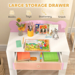Aiyaplay Kids Desk And Chair Set, Children Writing Table With Drawer, Pink - thumbnail 5