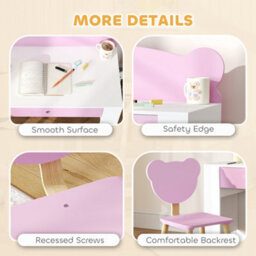 Aiyaplay Kids Desk And Chair Set, Children Writing Table With Drawer, Pink - thumbnail 6