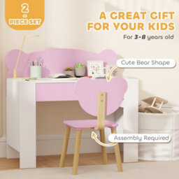 Aiyaplay Kids Desk And Chair Set, Children Writing Table With Drawer, Pink - thumbnail 7