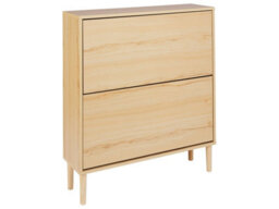 Wyld And Coco Shoe Storage Cabinet Light Brown, 2 Compartments, Space-Saving Hallway Unit W80 X D24 X H90Cm - thumbnail 3