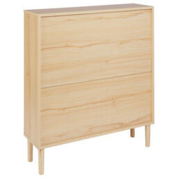 Wyld And Coco Shoe Storage Cabinet Light Brown, 2 Compartments, Space-Saving Hallway Unit W80 X D24 X H90Cm - thumbnail 6