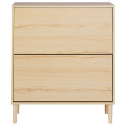 Wyld And Coco Shoe Storage Cabinet Light Brown, 2 Compartments, Space-Saving Hallway Unit W80 X D24 X H90Cm - thumbnail 1