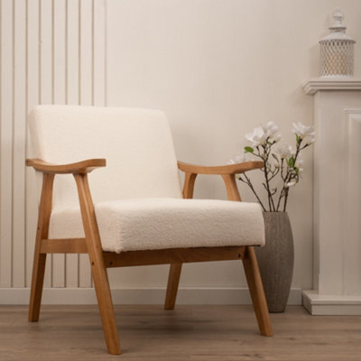 Scottish Everlastings Ltd. Scottish Everlastings Cream Boucle Chair (Flat Arms) - image 1