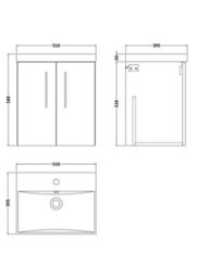 Balterley  Modern Bathroom 2 Soft Close Door Wall Hung Vanity Unit & Thin-Edge Basin, Charcoal Black, 500mm - thumbnail 2