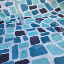 Neel Blue Mosaic Blue Polyester Shower Curtain, Water-Resistant Bathroom Curtain With 12 Hooks - 180X180Cm - thumbnail 2