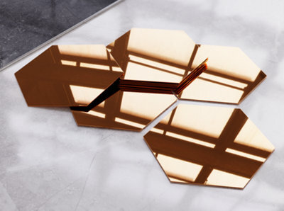 Ilcom Set Of 8 Self-Adhesive Wall Decoration - Copper Polished - image 1