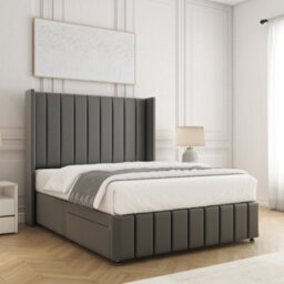 Bsspoke Zoe Divan Bed Grey Plush Velvet With 54Inch Headboard & 12Inch Footboard & No Drawers No Mattress In All Sizes - thumbnail 2