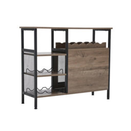 Living And Home Retro Grey And Black Vintage Wine Bar Cabinet With Detachable Wine Rack, 96Cm W X 34Cm D X 80Cm H - thumbnail 5