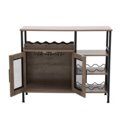 Living And Home Retro Grey And Black Vintage Wine Bar Cabinet With Detachable Wine Rack, 96Cm W X 34Cm D X 80Cm H - thumbnail 6
