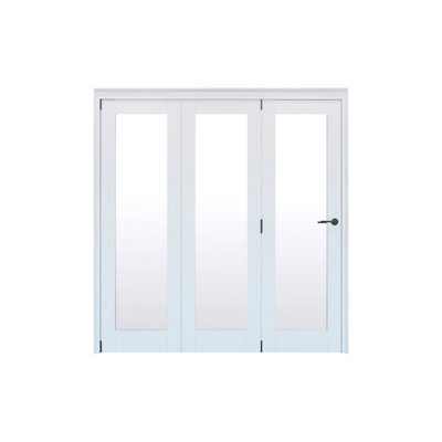 Geom Clear Glazed Pre-Painted White Softwood Bi-Fold Door Set With 1 Panes - image 1