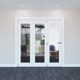 Geom Clear Glazed Pre-Painted White Softwood Bi-Fold Door Set With 1 Panes - thumbnail 2
