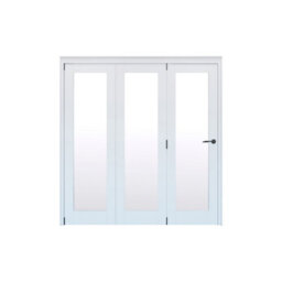 Geom Clear Glazed Pre-Painted White Softwood Bi-Fold Door Set With 1 Panes - thumbnail 1
