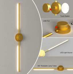 2Pack Wall Lights Indoor Dimmable Led Battery Gold 100Cm - thumbnail 3