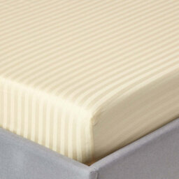 Homescapes Pastel Yellow Egyptian Cotton Satin Stripe Fitted Sheet 330 Tc, Double