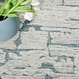 Teal Abstract Handmade Luxurious Modern Wool Rug For Bedroom & Living Room-259Cm X 351Cm - thumbnail 4