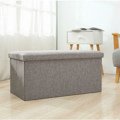 Ottoman Storage Bench Foldable, For Shoes Toys Linen, Wood & Non-Woven Fabric - image 1