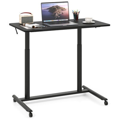Gainoom Mobile Standing Black Desk C-Shaped Sit Stand Desk W/adjustable Height - image 1