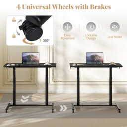 Gainoom Mobile Standing Black Desk C-Shaped Sit Stand Desk W/adjustable Height - thumbnail 6