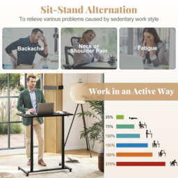 Gainoom Mobile Standing Black Desk C-Shaped Sit Stand Desk W/adjustable Height - thumbnail 8