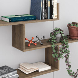 Decortie Tibet Wall Shelves - Floating 3 Tier Wall Mounted Display Unit Dark Oak Effect - thumbnail 4
