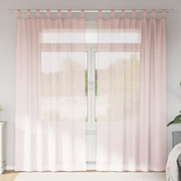 Berkfield Voile Curtains With Loops 2 Pcs Light Pink 140X225 Cm - thumbnail 1