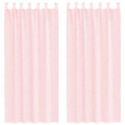 Berkfield Voile Curtains With Loops 2 Pcs Light Pink 140X225 Cm - thumbnail 2